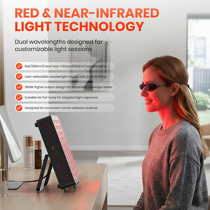 Red Light Therapy Panel, 660Nm Red & 850Nm near Infrared Light Therapy Device for Body Face with 60 Dual Chip Leds, Timer, Adjustable Stand & Hidden Handle,Upgraded High Power Red Light Therapy Device