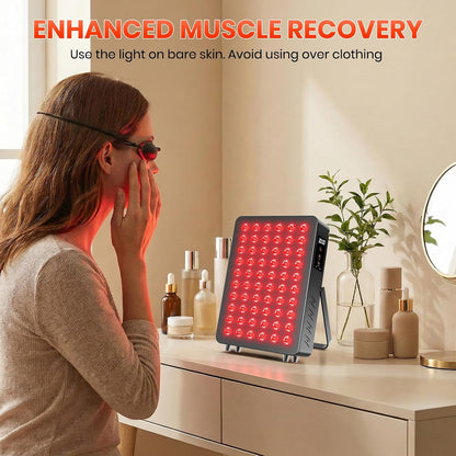 Red Light Therapy Panel, 660Nm Red & 850Nm near Infrared Light Therapy Device for Body Face with 60 Dual Chip Leds, Timer, Adjustable Stand & Hidden Handle,Upgraded High Power Red Light Therapy Device
