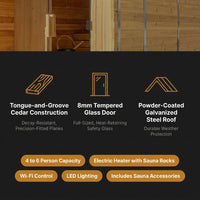 Backyard Discovery Lennon 4-6 Person Traditional Cedar Outdoor Cube Sauna with Porch, Electric Sauna Heater, Sauna Rocks, Dry Heat, Steam Sauna, LED Lights, Wi-Fi Control, Sauna Accessories — Results & Stats