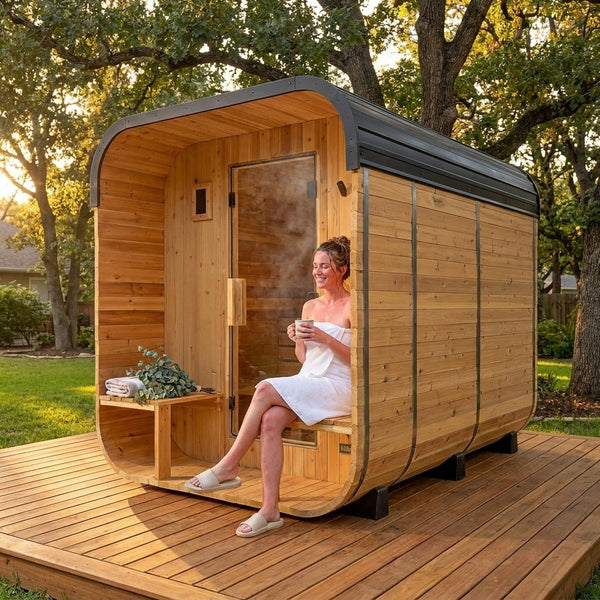 Traditional Cedar Outdoor Sauna Designed for Home Recovery, 4-6 Person Capacity, Electric Heater, Wi-Fi Control
