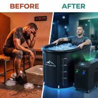 Cold Plunge Tub, 248 Gallon, 1 Horsepower, Heavy-Duty Ice Bath Tub for Athletes with Hot & Cold, Portable Inflatable Plunge Chiller with Water Treatment Kit, Immersion Therapy, Wifi (Black, 1 Set) — Before & After