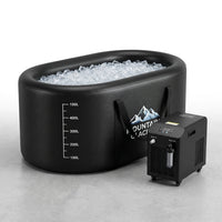 Cold Plunge Tub, 248 Gallon, 1 Horsepower, Heavy-Duty Ice Bath Tub for Athletes with Hot & Cold, Portable Inflatable Plunge Chiller with Water Treatment Kit, Immersion Therapy, Wifi (Black, 1 Set) — Studio Shot