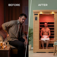 Coronado 2-Person Hemlock Deluxe Infrared Sauna with 6 Carbon Heaters — Before & After
