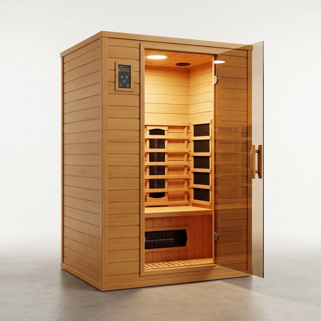 Coronado 2-Person Hemlock Deluxe Infrared Sauna with 6 Carbon Heaters — Studio Shot