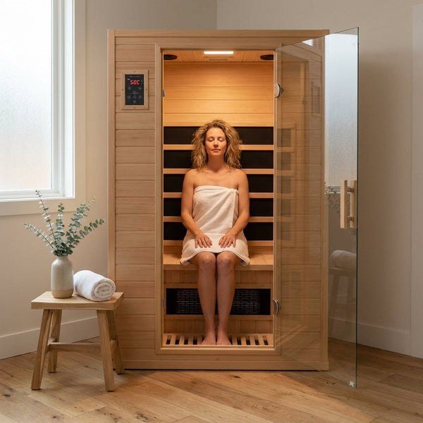 Infrared Sauna Built for Home Recovery, 2-Person Hemlock Wood, 6 Carbon Heaters, Chromotherapy Lighting
