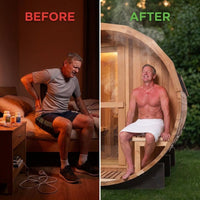 Traditional Steam Sauna Built for Home Recovery, 6-Person Cedar Barrel, 1800mm Diameter, Dual Benches — Before & After