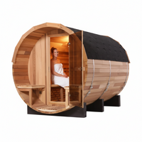 Traditional Steam Sauna Built for Home Recovery, 6-Person Cedar Barrel, 1800mm Diameter, Dual Benches