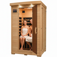 Infrared Sauna Built for Home Recovery, 2-Person Hemlock Wood, 6 Carbon Heaters, Chromotherapy Lighting