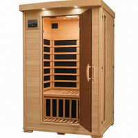 Infrared Sauna Built for Home Recovery, 2-Person Hemlock Wood, 6 Carbon Heaters, Chromotherapy Lighting